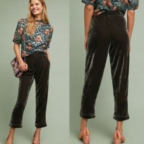 Anthropologie Pants - Anthropologie ETT TWA Cuffed Velvet Trouser Pant S